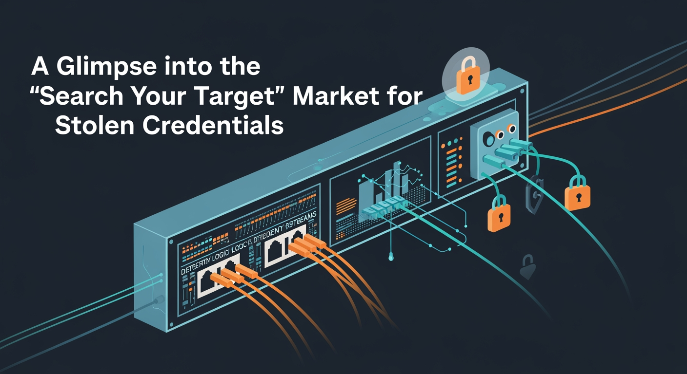 Abstract cyber defense illustration for A Glimpse into the “Search Your Target” Market for Stolen Credentials