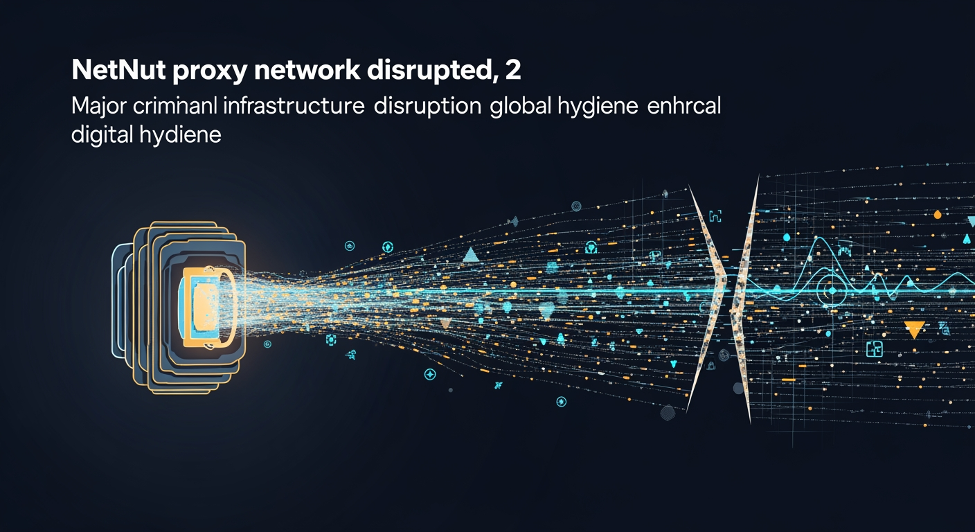 Abstract cyber defense illustration for NetNut proxy network disrupted, 2 million infected devices cut off