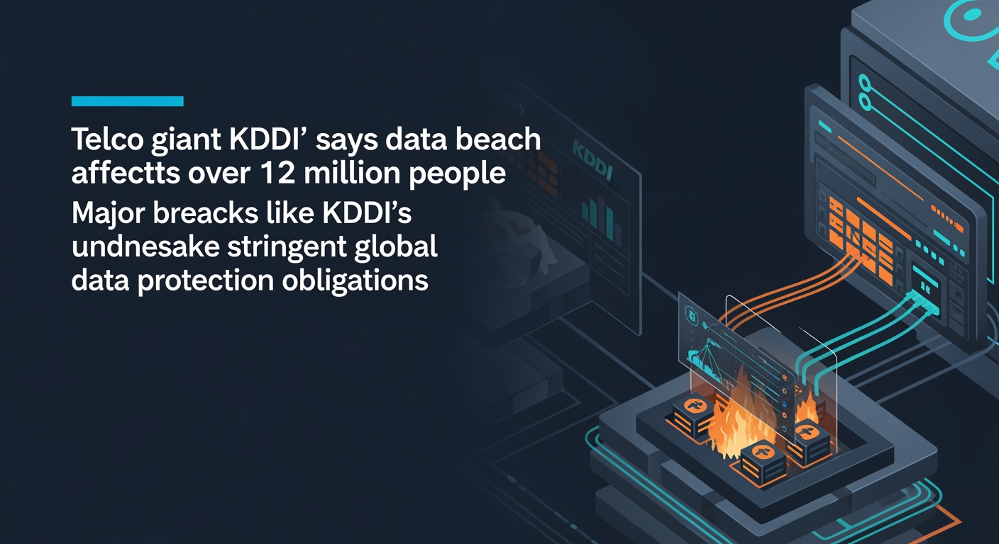 Abstract cyber defense illustration for Telco giant KDDI says data breach affects over 12 million people