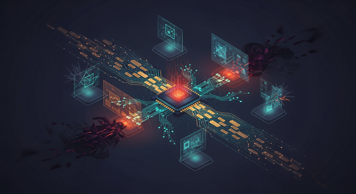 Abstract cyber defense illustration for Abbott probes two cyber incidents amid extortion claims
