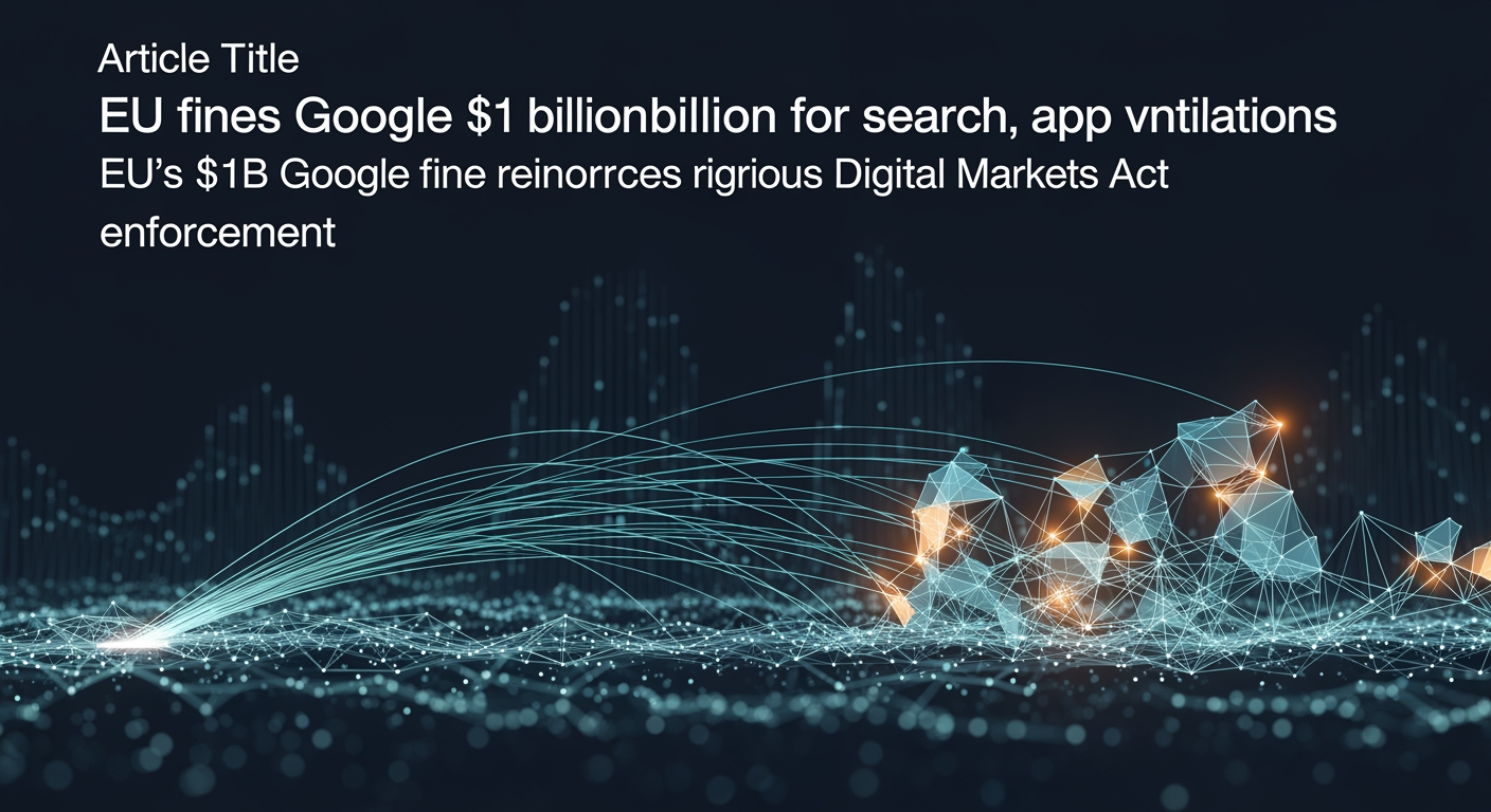 Abstract cyber defense illustration for EU fines Google $1 billion for search, app store antitrust violations