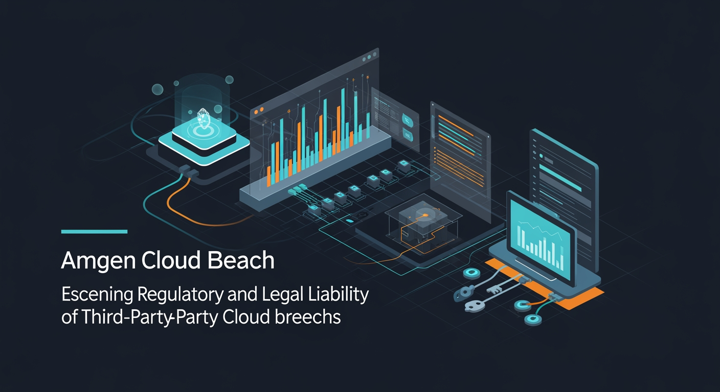 Abstract cyber defense illustration for Amgen says cloud data breach exposed patient health, proprietary info