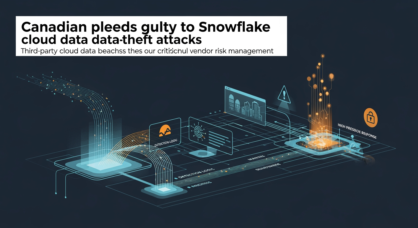 Abstract cyber defense illustration for Canadian pleads guilty to Snowflake cloud data-theft attacks