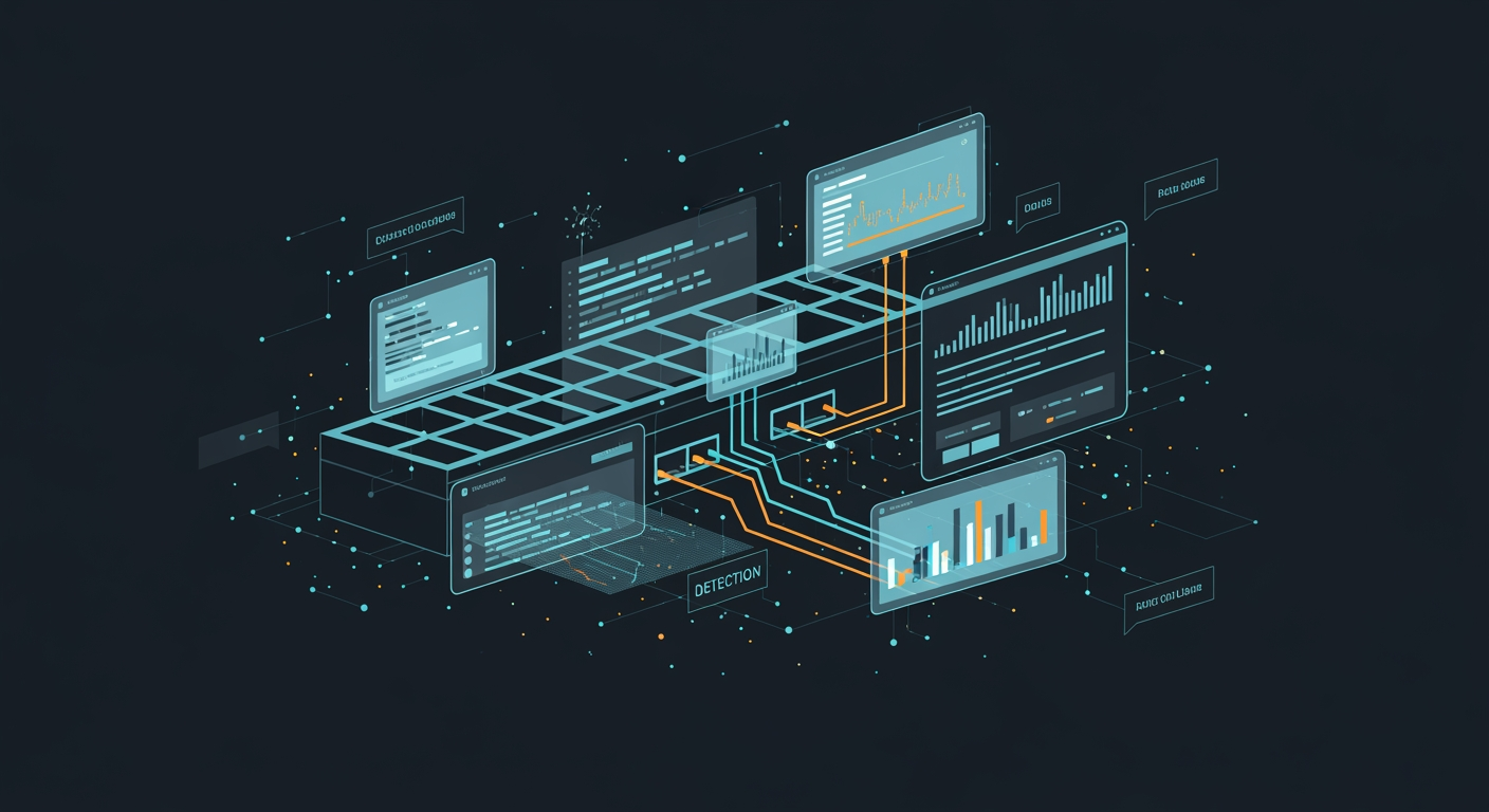 Abstract cyber defense illustration for Metabase SQLi zero-day exploited in customer data-theft attacks