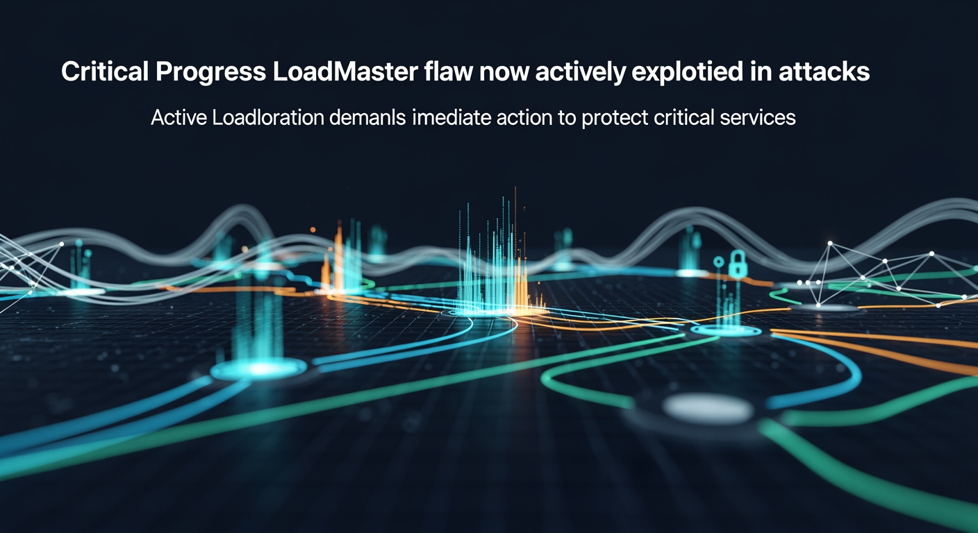 Abstract cyber defense illustration for Critical Progress LoadMaster flaw now actively exploited in attacks