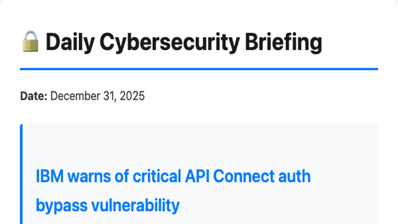 Sample daily cybersecurity briefing HTML output