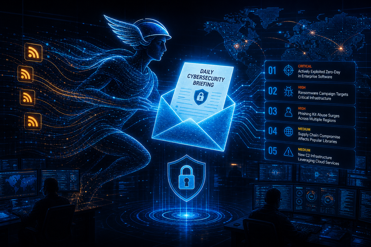 Cyber-style hero art for automated daily cybersecurity intelligence briefings