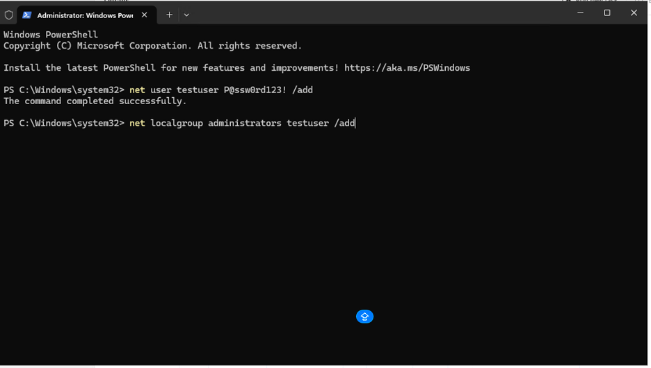 Adding user to Administrators group