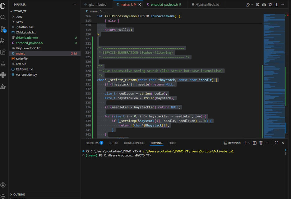 BYOVD exploit code with Sophos-targeted termination loop